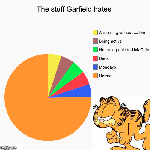 The stuff Garfield hates | image tagged in garfield,fun,hate | made w/ Imgflip meme maker