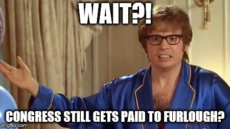 Austin Powers Honestly | WAIT?! CONGRESS STILL GETS PAID TO FURLOUGH? | image tagged in memes,austin powers honestly | made w/ Imgflip meme maker