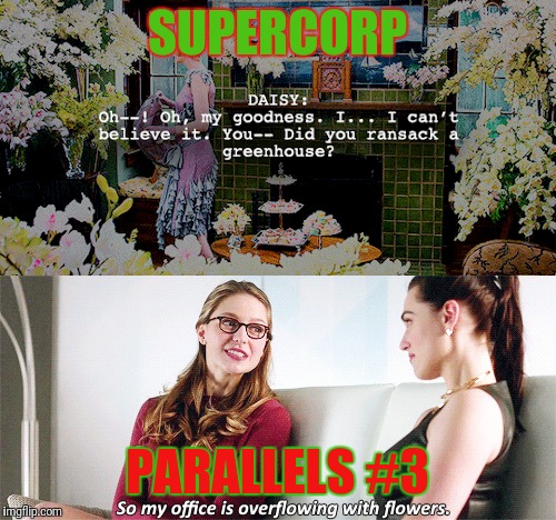 Supercorp Parallels | SUPERCORP; PARALLELS #3 | image tagged in lesbian,supergirl,flowers | made w/ Imgflip meme maker