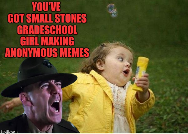 YOU'VE GOT SMALL STONES GRADESCHOOL GIRL MAKING ANONYMOUS MEMES | made w/ Imgflip meme maker