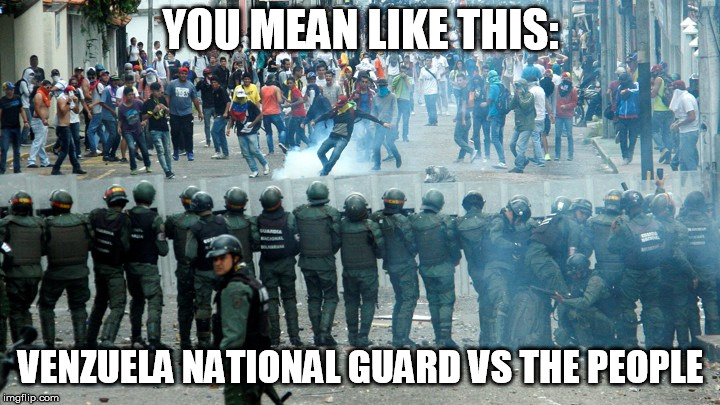 YOU MEAN LIKE THIS: VENZUELA NATIONAL GUARD VS THE PEOPLE | made w/ Imgflip meme maker