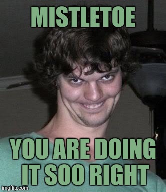 Creepy guy  | MISTLETOE YOU ARE DOING IT SOO RIGHT | image tagged in creepy guy | made w/ Imgflip meme maker