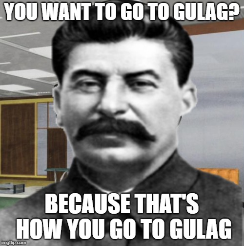 YOU WANT TO GO TO GULAG? BECAUSE THAT'S HOW YOU GO TO GULAG | made w/ Imgflip meme maker
