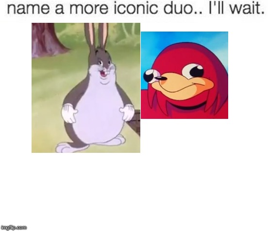 image tagged in chungus,big chungus,ugandan knuckles,name a more iconic duo | made w/ Imgflip meme maker