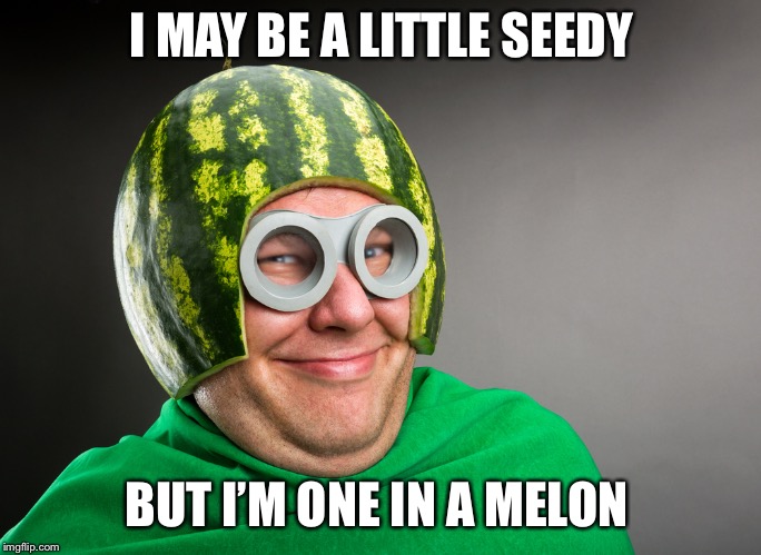 some-weird-stuff.jpg | I MAY BE A LITTLE SEEDY; BUT I’M ONE IN A MELON | image tagged in some-weird-stuffjpg | made w/ Imgflip meme maker