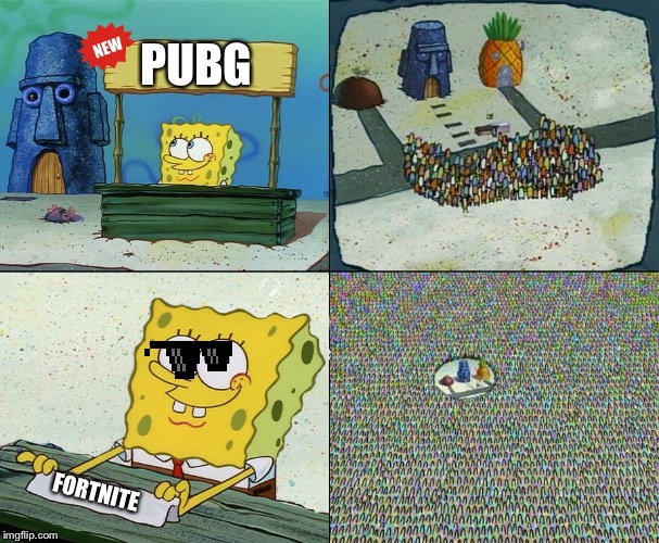 Spongebob crowd meme | PUBG; FORTNITE | image tagged in spongebob crowd meme | made w/ Imgflip meme maker