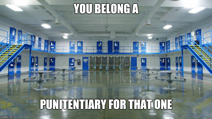 YOU BELONG A PUNITENTIARY FOR THAT ONE | image tagged in zuckerberg penitentiary | made w/ Imgflip meme maker