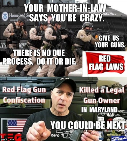 image tagged in red flag,gun confiscation,you're next | made w/ Imgflip meme maker