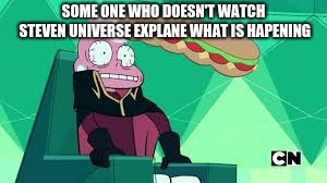 please explane | SOME ONE WHO DOESN'T WATCH STEVEN UNIVERSE EXPLANE WHAT IS HAPENING | image tagged in steven universe | made w/ Imgflip meme maker