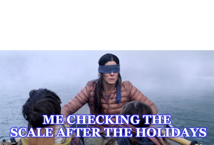 Bird Box | ME CHECKING THE SCALE AFTER THE HOLIDAYS | image tagged in bird box | made w/ Imgflip meme maker