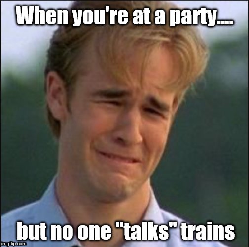 Sad man | When you're at a party.... but no one ''talks'' trains | image tagged in sad man | made w/ Imgflip meme maker