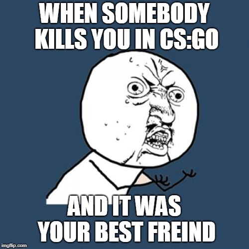 Y U No Meme | WHEN SOMEBODY KILLS YOU IN CS:GO; AND IT WAS YOUR BEST FREIND | image tagged in memes,y u no | made w/ Imgflip meme maker