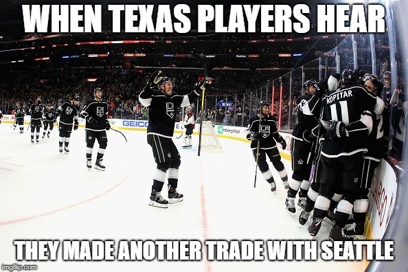 WHEN TEXAS PLAYERS HEAR; THEY MADE ANOTHER TRADE WITH SEATTLE | made w/ Imgflip meme maker