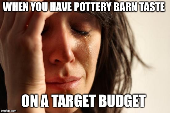 First World Problems | WHEN YOU HAVE POTTERY BARN TASTE; ON A TARGET BUDGET | image tagged in memes,first world problems | made w/ Imgflip meme maker