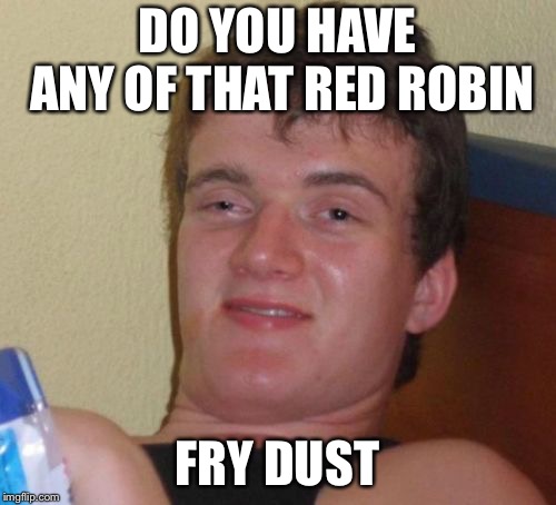 10 Guy Meme | DO YOU HAVE ANY OF THAT RED ROBIN; FRY DUST | image tagged in memes,10 guy | made w/ Imgflip meme maker