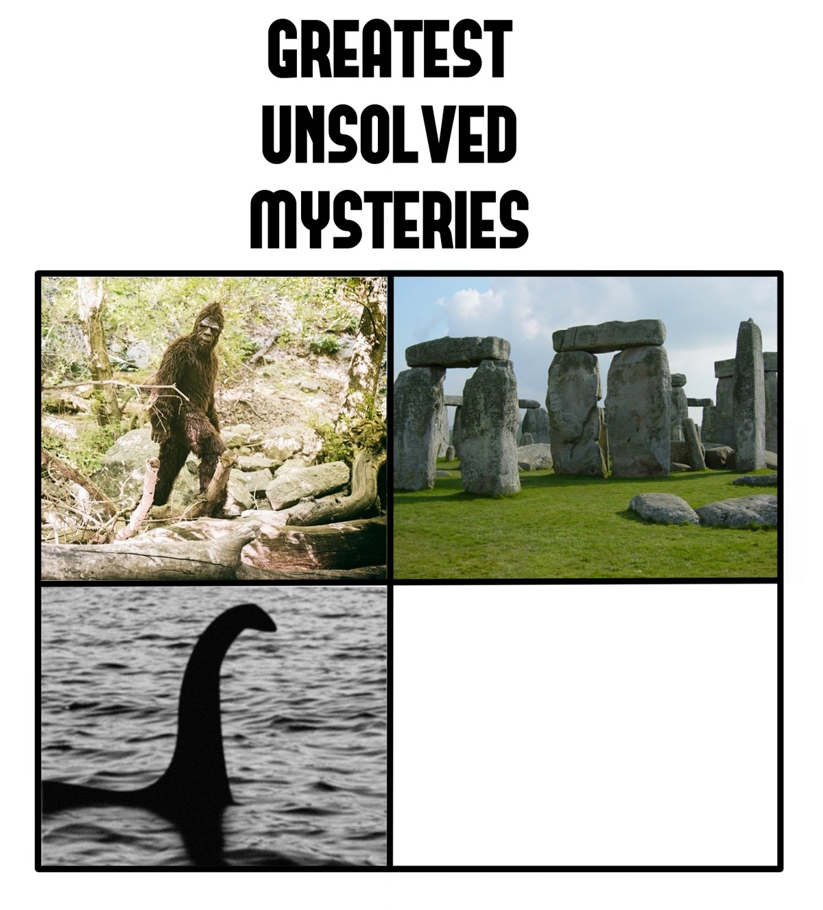 High Quality unsolved mysteries Blank Meme Template