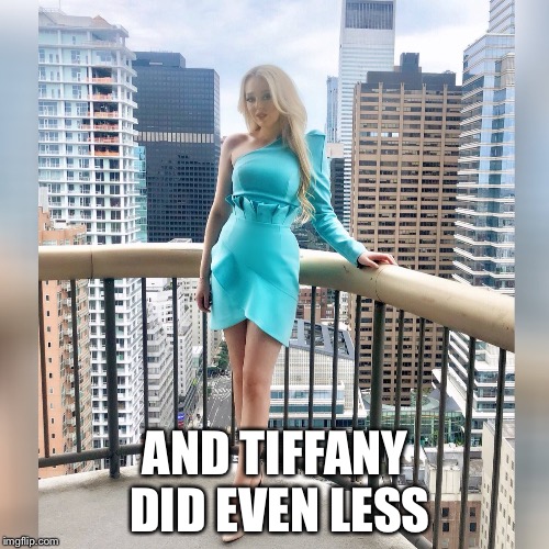 Tiffany Blue Christmas | AND TIFFANY DID EVEN LESS | image tagged in tiffany blue christmas | made w/ Imgflip meme maker