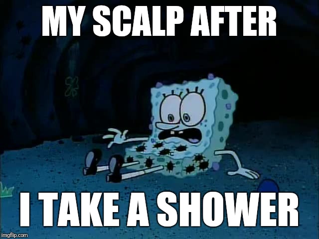 MY SCALP AFTER; I TAKE A SHOWER | image tagged in funny,memes,spongebob | made w/ Imgflip meme maker