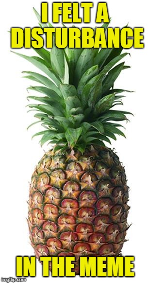 pineapple | I FELT A DISTURBANCE IN THE MEME | image tagged in pineapple | made w/ Imgflip meme maker