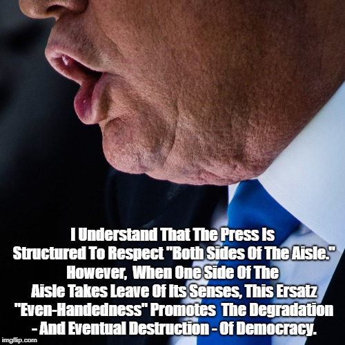 I Understand That The Press Is Structured To Respect "Both Sides Of The Aisle." However,  When One Side Of The Aisle Takes Leave Of Its Sens | made w/ Imgflip meme maker