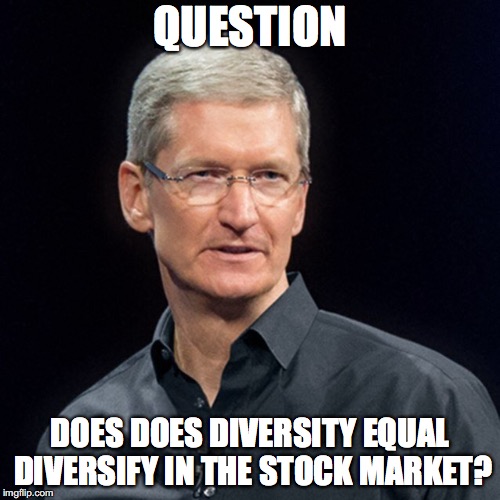 Tim Cook Serious | QUESTION; DOES DOES DIVERSITY EQUAL DIVERSIFY IN THE STOCK MARKET? | image tagged in tim cook serious | made w/ Imgflip meme maker