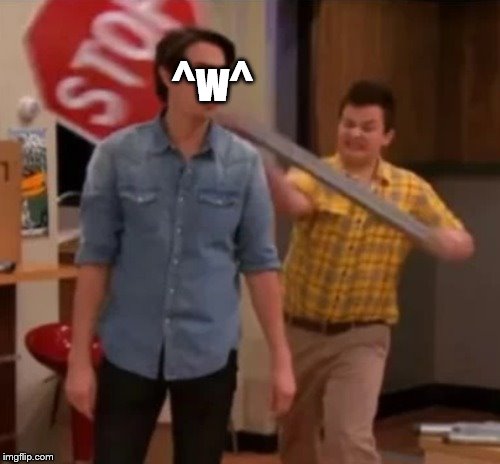 Gibby hitting Spencer with a stop sign | ^w^ | image tagged in gibby hitting spencer with a stop sign | made w/ Imgflip meme maker