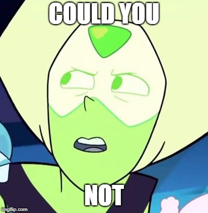 Peridot is like what - Steven Universe | COULD YOU; NOT | image tagged in peridot is like what - steven universe | made w/ Imgflip meme maker