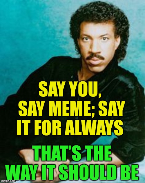 SAY YOU, SAY MEME; SAY IT FOR ALWAYS THAT’S THE WAY IT SHOULD BE | made w/ Imgflip meme maker