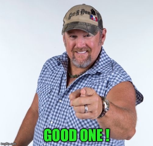 Larry the Cable Guy | GOOD ONE ! | image tagged in larry the cable guy | made w/ Imgflip meme maker