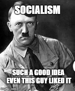 Socialism is GOOD | SOCIALISM; SUCH A GOOD IDEA 
EVEN THIS GUY LIKED IT | image tagged in adolf hitler,socialism | made w/ Imgflip meme maker