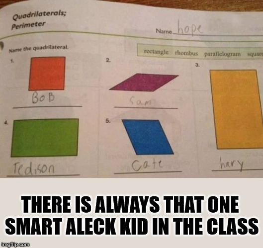 Well the instructions were at least clear but they thought outside the Bob. | THERE IS ALWAYS THAT ONE SMART ALECK KID IN THE CLASS | image tagged in memes,funny kids,homework,school,learning,math | made w/ Imgflip meme maker