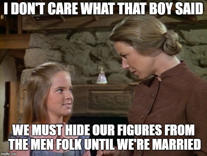 I DON'T CARE WHAT THAT BOY SAID WE MUST HIDE OUR FIGURES FROM THE MEN FOLK UNTIL WE'RE MARRIED | made w/ Imgflip meme maker