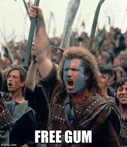 Braveheart | FREE GUM | image tagged in braveheart | made w/ Imgflip meme maker