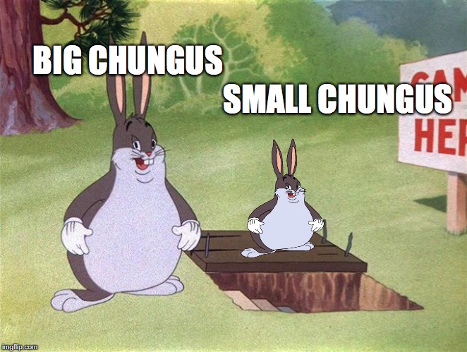 Big Chungus | BIG CHUNGUS; SMALL CHUNGUS | image tagged in big chungus | made w/ Imgflip meme maker