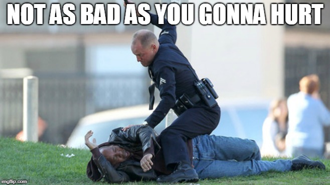 Cop Beating | NOT AS BAD AS YOU GONNA HURT | image tagged in cop beating | made w/ Imgflip meme maker