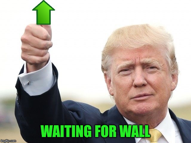 Trump Upvote | WAITING FOR WALL | image tagged in trump upvote | made w/ Imgflip meme maker