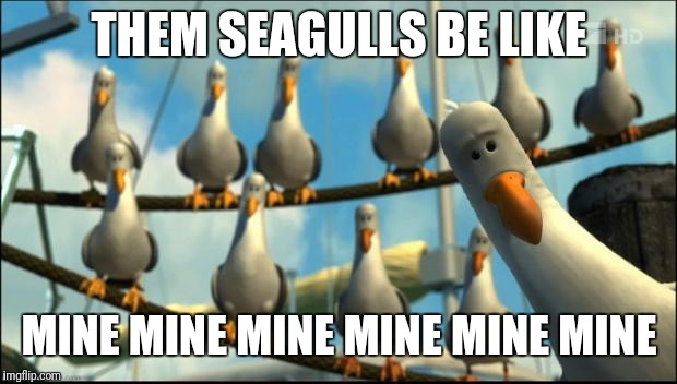 Nemo Seagulls Mine | THEM SEAGULLS BE LIKE MINE MINE MINE MINE MINE MINE | image tagged in nemo seagulls mine | made w/ Imgflip meme maker