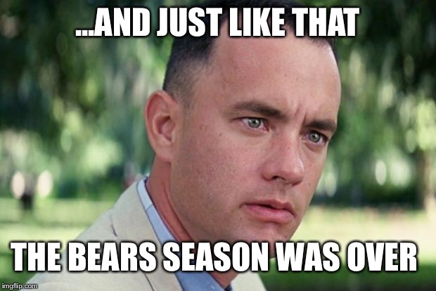 And Just Like That | ...AND JUST LIKE THAT; THE BEARS SEASON WAS OVER | image tagged in forrest gump | made w/ Imgflip meme maker
