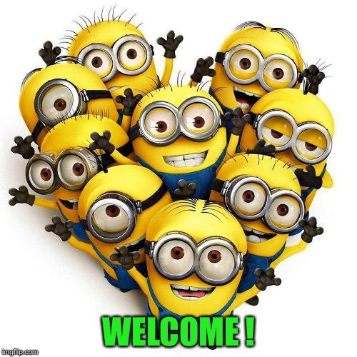 Minion Welcome | WELCOME ! | image tagged in minion welcome | made w/ Imgflip meme maker