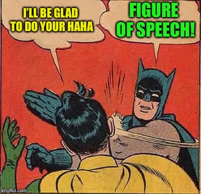 Batman Slapping Robin Meme | I’LL BE GLAD TO DO YOUR HAHA FIGURE OF SPEECH! | image tagged in memes,batman slapping robin | made w/ Imgflip meme maker