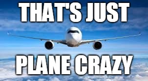 Plane crazy | THAT'S JUST; PLANE CRAZY | image tagged in airplane,plane | made w/ Imgflip meme maker