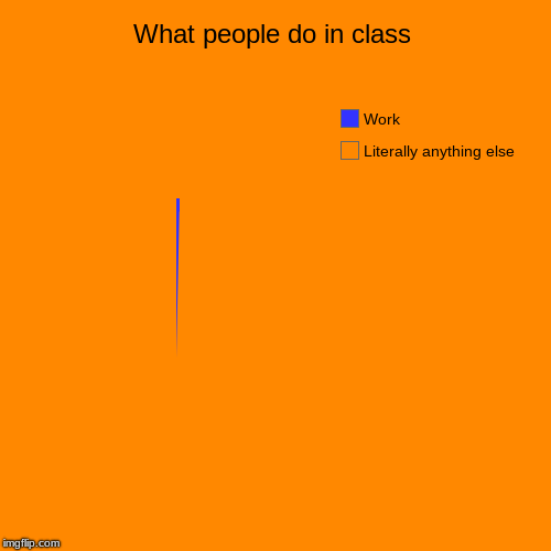 What people do in class | Literally anything else, Work | image tagged in funny,pie charts | made w/ Imgflip chart maker