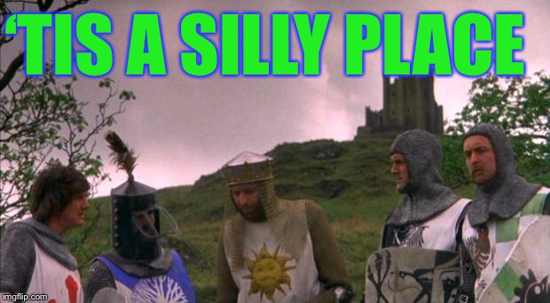 monty python tis a silly place | ‘TIS A SILLY PLACE | image tagged in monty python tis a silly place | made w/ Imgflip meme maker