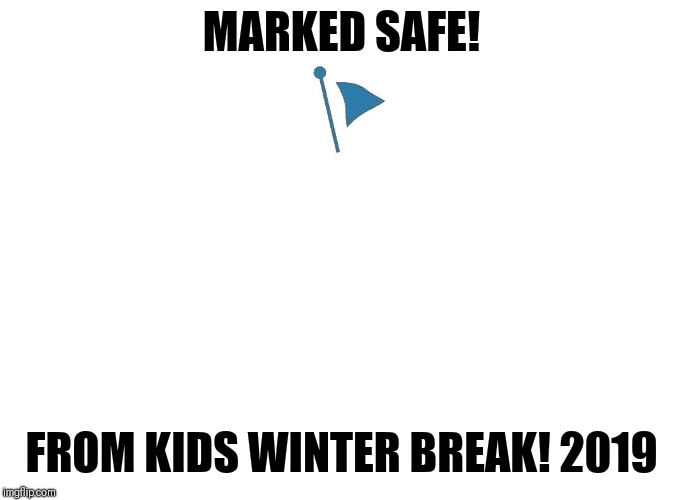 Marked Safe | MARKED SAFE! FROM KIDS WINTER BREAK! 2019 | image tagged in marked safe | made w/ Imgflip meme maker