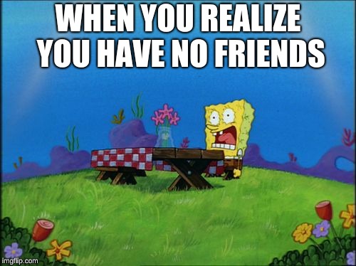  WHEN YOU REALIZE YOU HAVE NO FRIENDS | image tagged in spongebob,you have no friends,whyyy | made w/ Imgflip meme maker