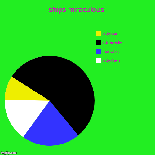 ships miraculous | ladydrien, marichat, adrienette, ladynoir | image tagged in funny,pie charts | made w/ Imgflip chart maker