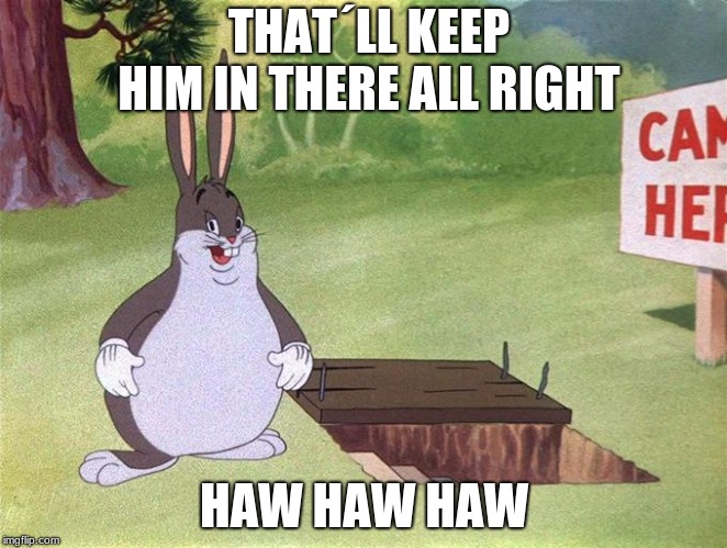 Big Chungus | THAT´LL KEEP HIM IN THERE ALL RIGHT; HAW HAW HAW | image tagged in big chungus | made w/ Imgflip meme maker