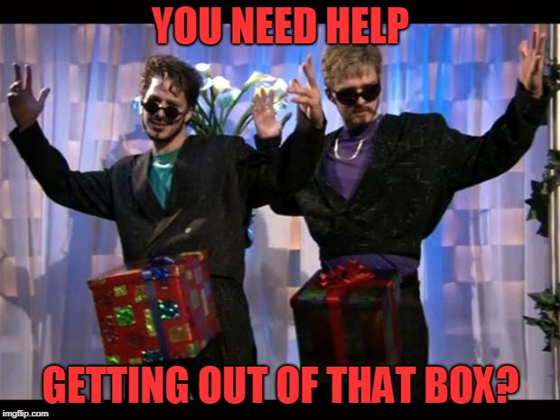 Dick in a Box | YOU NEED HELP GETTING OUT OF THAT BOX? | image tagged in dick in a box | made w/ Imgflip meme maker