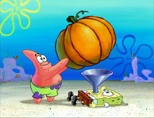 High Quality SpongeBob pumpkin funnel Blank Meme Template