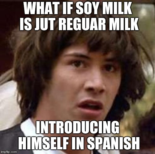 What if | WHAT IF SOY MILK IS JUT REGUAR MILK; INTRODUCING HIMSELF IN SPANISH | image tagged in what if | made w/ Imgflip meme maker
